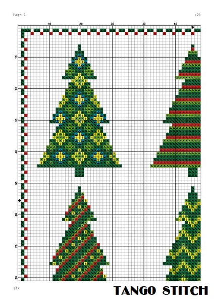 Christmas tree cross stitch ornament pattern