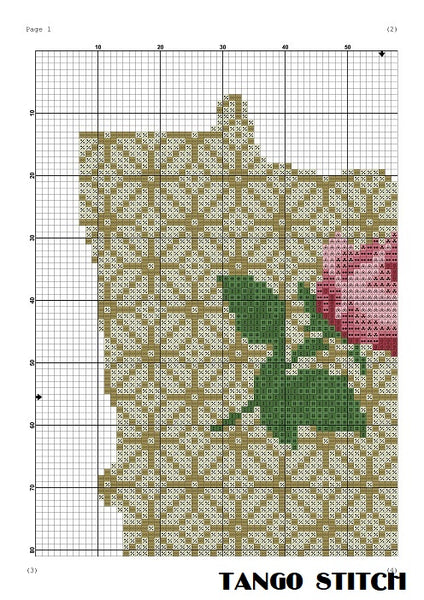 Minnesota state map silhouette flower ornament cross stitch pattern