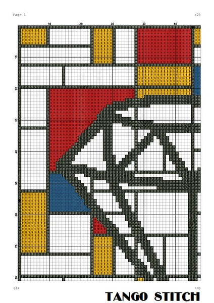 Mondrian diamond abstract cross stitch pattern - Tango Stitch