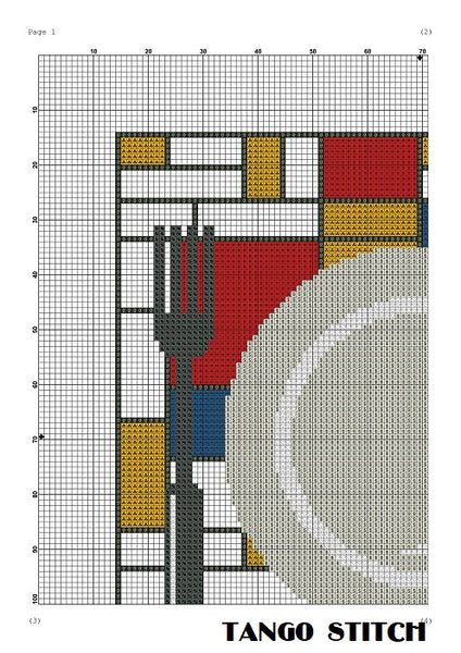 Mondrian kitchen table mat simple cross stitch pattern - Tango Stitch