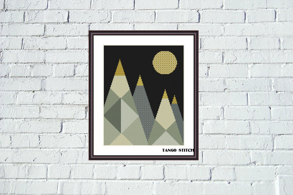 Geometric mountains cross stitch Set of 3 abstract designs sale - Tango Stitch