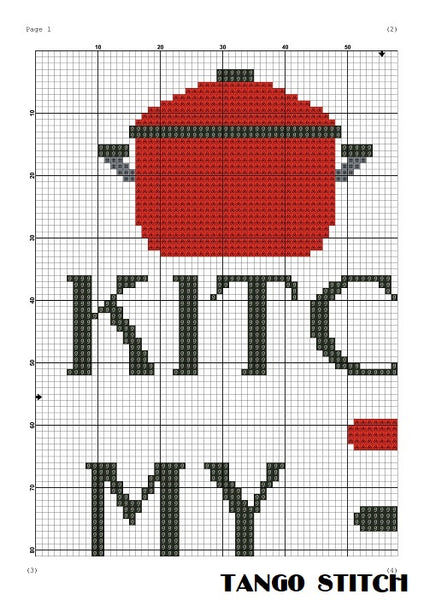 My kitchen my rules funny quote cross stitch hand embroidery pattern