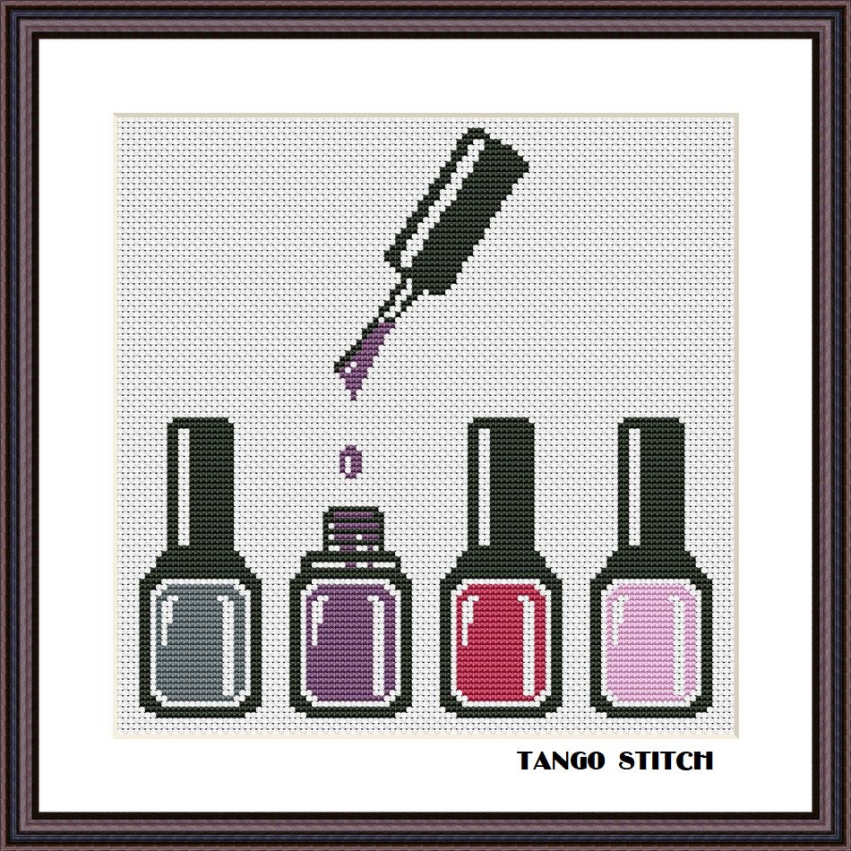 Violet palette nail polish set easy fashion cross stitch embroidery