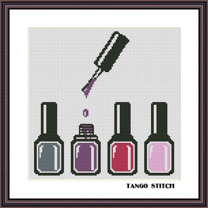 Violet palette nail polish set easy fashion cross stitch embroidery