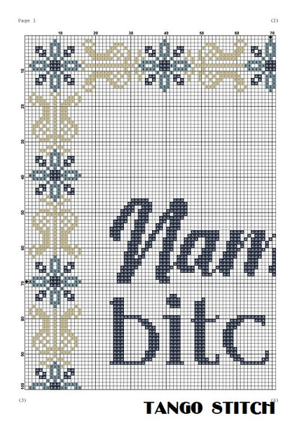 Namaste Bitches funny sassy sarcastic cross stitch pattern