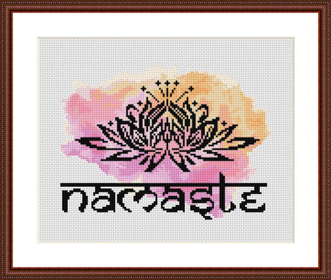 Namaste watercolor cross stitch pattern  