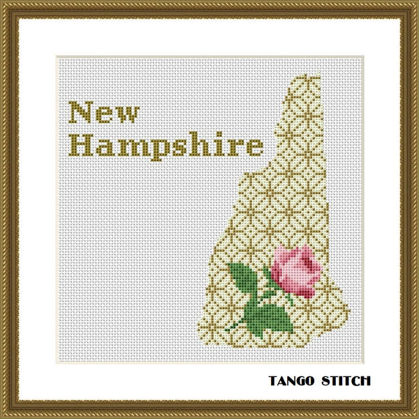 New Hampshire USA state map silhouette cross stitch pattern