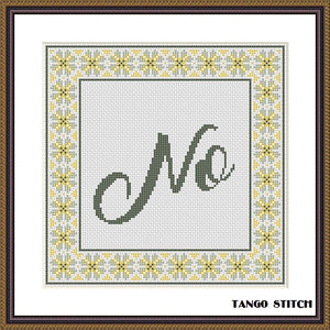 No lettering typography cross stitch pattern, Tango Stitch