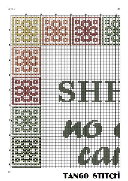 No one cares funny sarcastic sassy cross stitch pattern