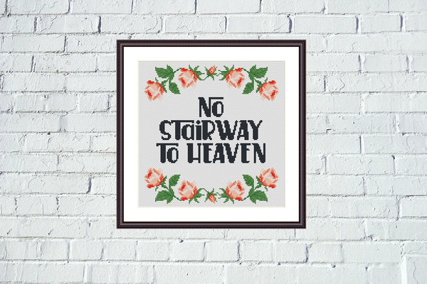No stairway to heaven funny cross stitch pattern  