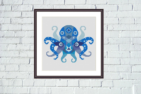 Octopus mandala cute animals cross stitch pattern