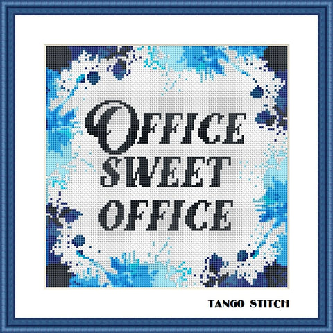 Office sweet office funny watercolor cross stitch pattern