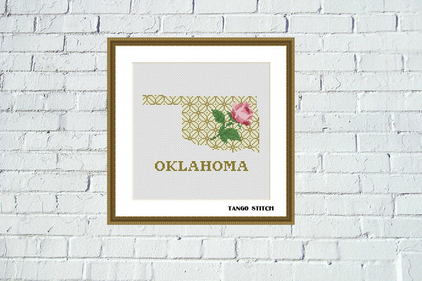 Oklahoma state map cross stitch pattern - Tango Stitch