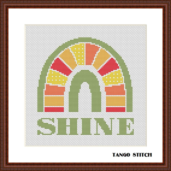 Shine orange green summer boho rainbow cross stitch pattern