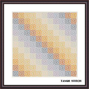Orange cross stitch ornament pattern