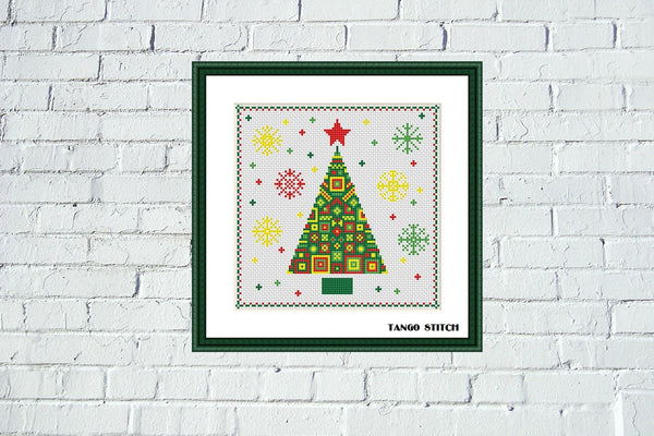 Ornament Christmas tree funny cross stitch pattern