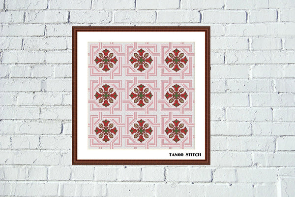Easy modern pink cross stitch ornament embroidery pattern