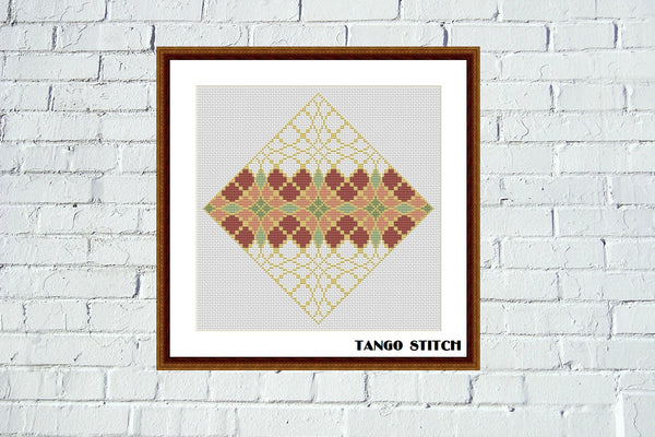 Rose gold cross stitch ornament hand embroidery pattern - Tango Stitch