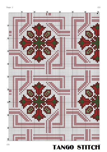Easy modern pink cross stitch ornament embroidery pattern