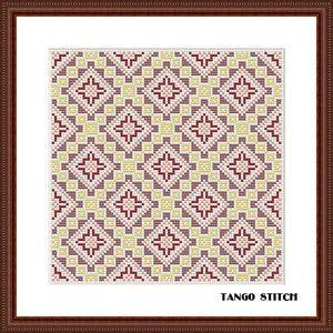 Yellow cross stitch ornament embroidery pattern design
