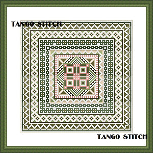 Red and green cross stitch ornaments pattern - Tango Stitch