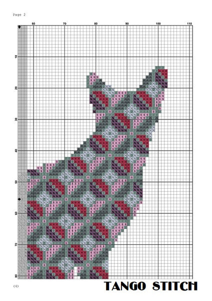 3D ornament easy cat cross stitch embroidery pattern - Tango Stitch