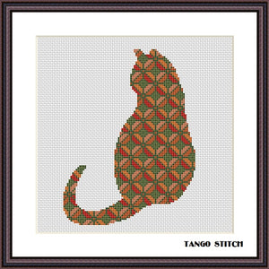 3D ornament cat cute animals kitten cross stitch pattern - Tango Stitch