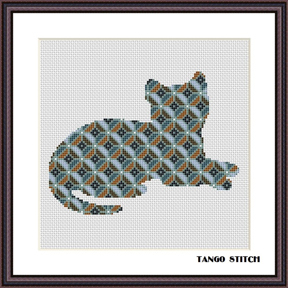 Easy cat ornament cross stitch embroidery pattern – JPCrochet