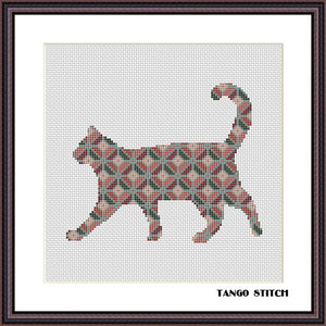 Cute 3D cat easy cross stitch ornament embroidery - Tango Stitch