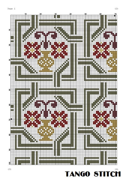 Vintage garden flower cross stitch ornaments pattern