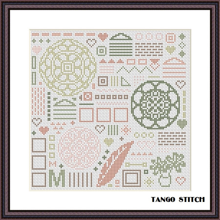 Beautiful ornament stylish cross stitch pattern