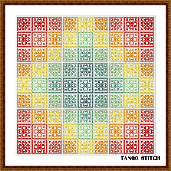 Rainbow cross stitch ornaments easy hand embroidery pattern - Tango Stitch