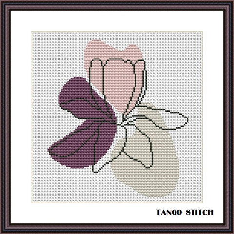 Pastel flower abstract cross stitch pattern - Tango Stitch
