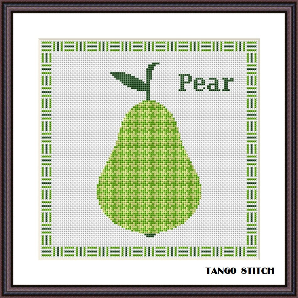 Pear ornament kitchen fruit cross stitch pattern