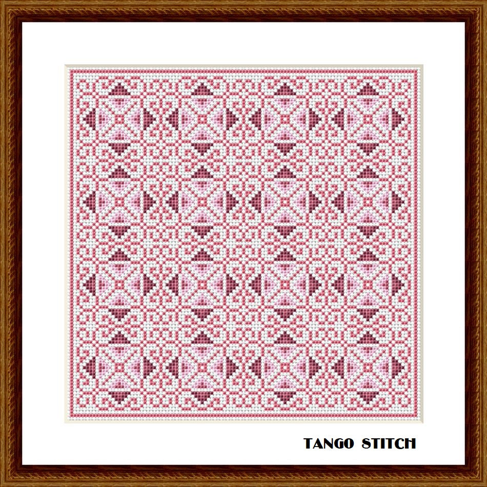 Pink vintage easy cross stitch ornament