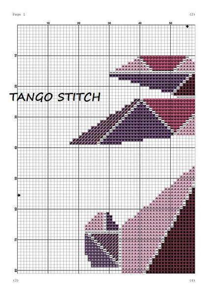Pink rabbit geometric cross stitch pattern  