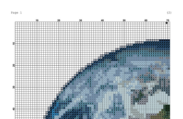 Earth planet cross stitch pattern  