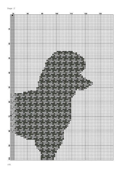 Poodle cute animals black and white ornament cross stitch pattern