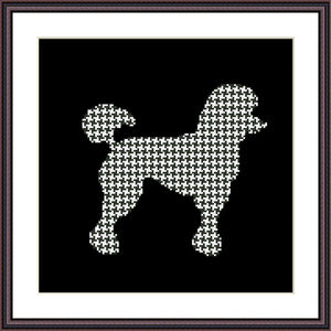 Poodle cute animals black and white ornament cross stitch pattern