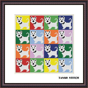Puppy Pop Art cross stitch embroidery pattern