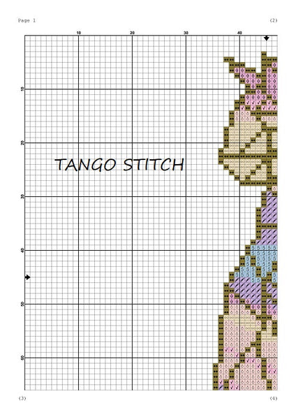 Pastel geometric cat abstract cross stitch pattern