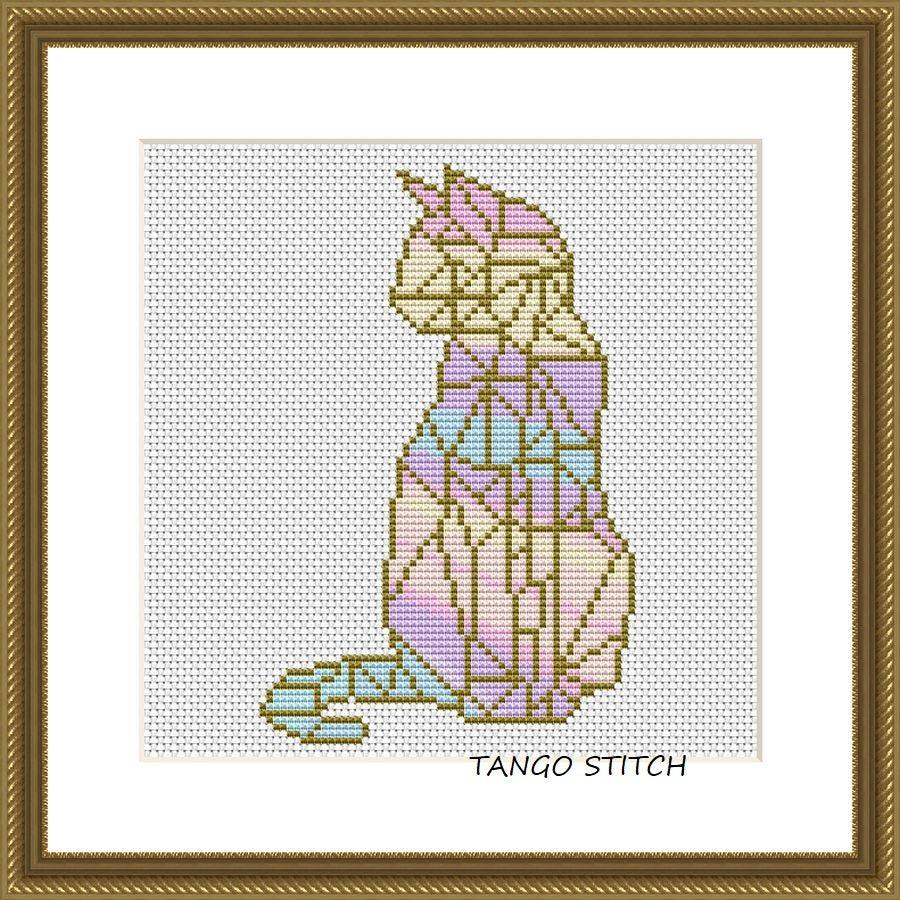 Pastel geometric cat abstract cross stitch pattern