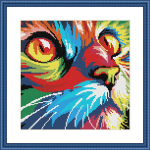 Rainbow cat funny cross stitch pattern