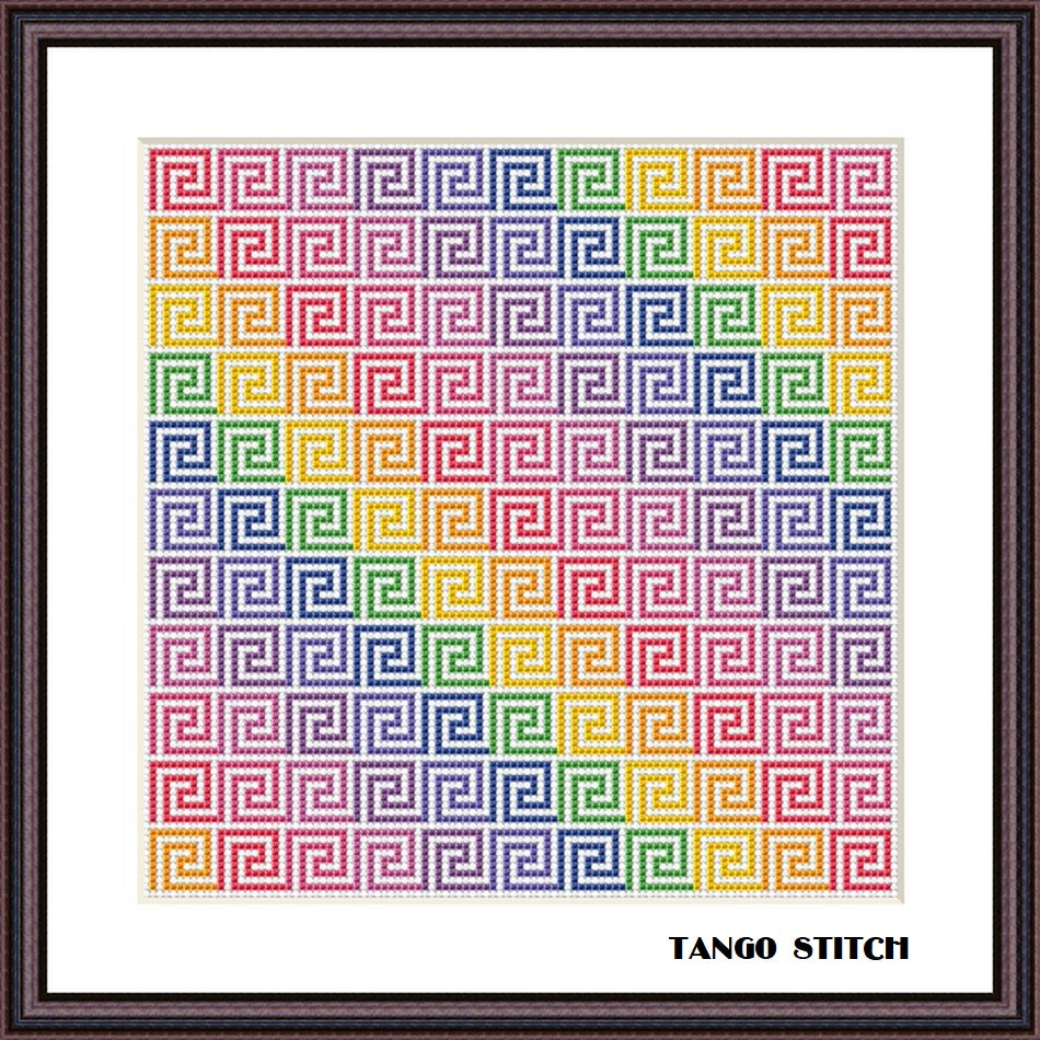 Rainbow gradient ornament easy cross stitch pattern
