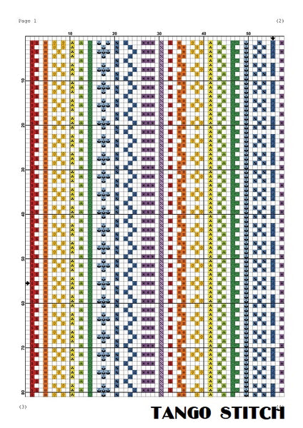 Rainbow cross stitch ornament sampler