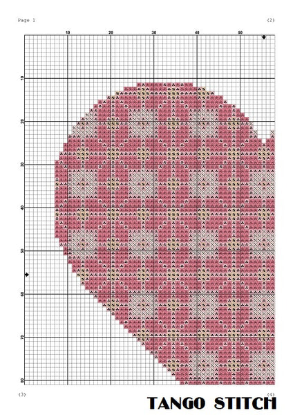 Pink heart romantic cross stitch pattern