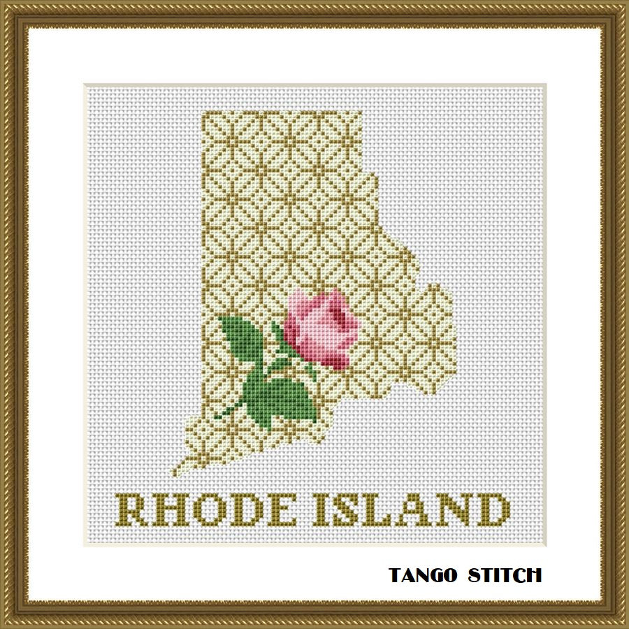 Rhode Island USA state map silhouette cross stitch pattern – JPCrochet