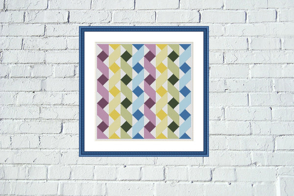 Ribbons geometric cross stitch pattern  