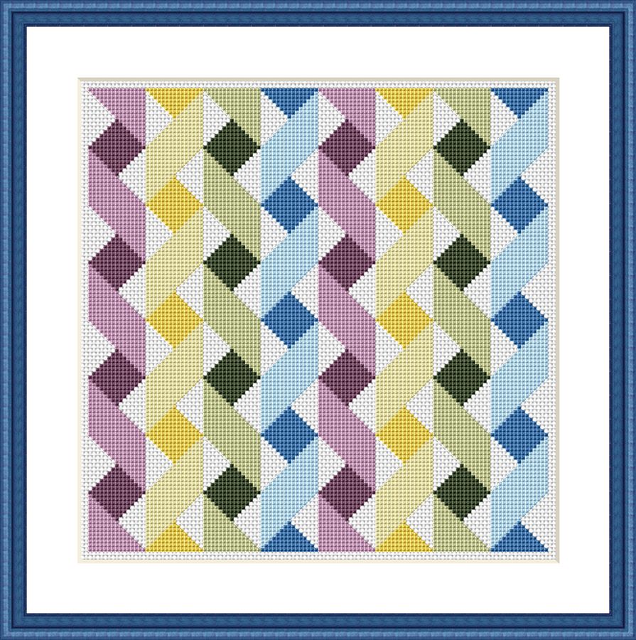Ribbons geometric cross stitch pattern – JPCrochet