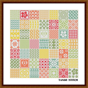 Cross stitch ornament sampler summer color palette embroidery - Tango Stitch